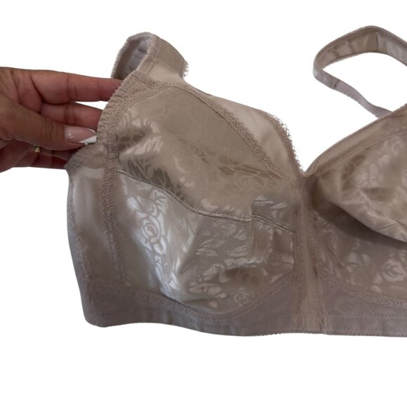 Playtex 18 Hour Women Lightweight Beige Satin Floral Wireless Bra Size 42C -4693 - Picture 7 of 14